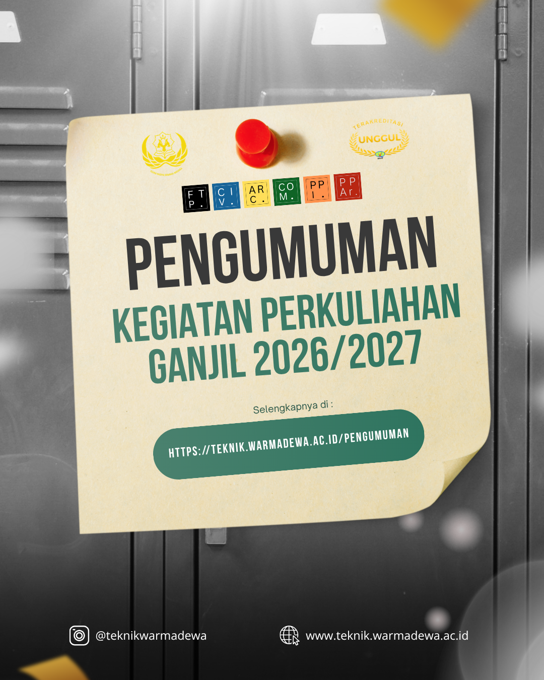 📢 [PENGUMUMAN KEGIATAN PERKULIAHAN GANJIL 2026/2027 FAKULTAS TEKNIK DAN PERENCANAAN]